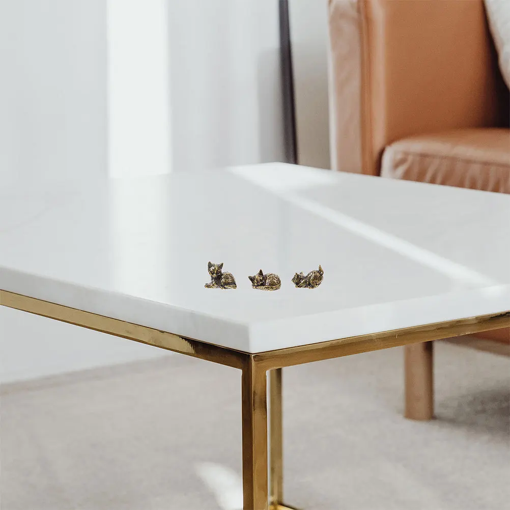 

6Pcs Vintage Brass Cat Statues Miniature Retro Animal Sculptures Desktop Decoration Cat Decor Brass Cute Cats Figurines