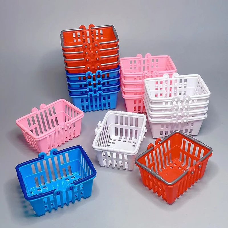 10Pcs Mini Shopping Baskets Pretend Play Toys Simulation Shopping Basket Plastic Miniature Decor Dollhouse Accessories