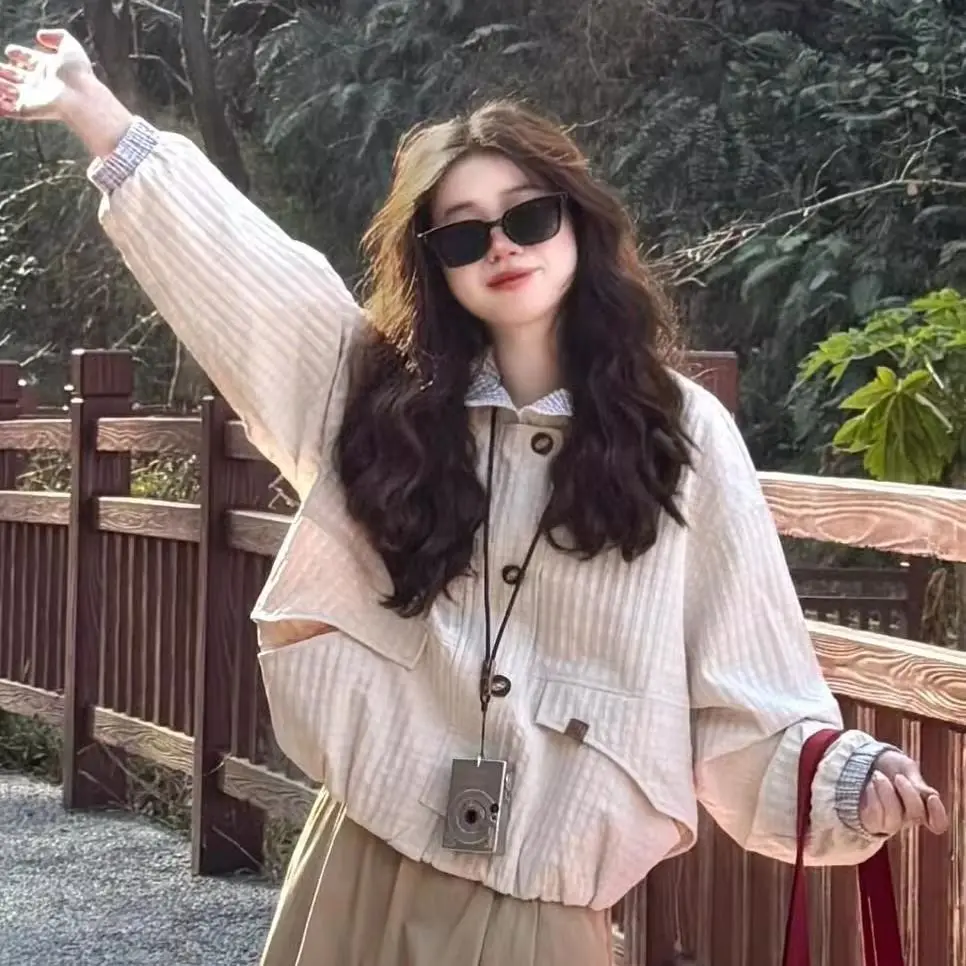 

Fitted Jackets Warm Woman Winter Coat Cropped Red Zip Up Solid Temperament Elegant Gradient Style Outcoat Design Pure Office