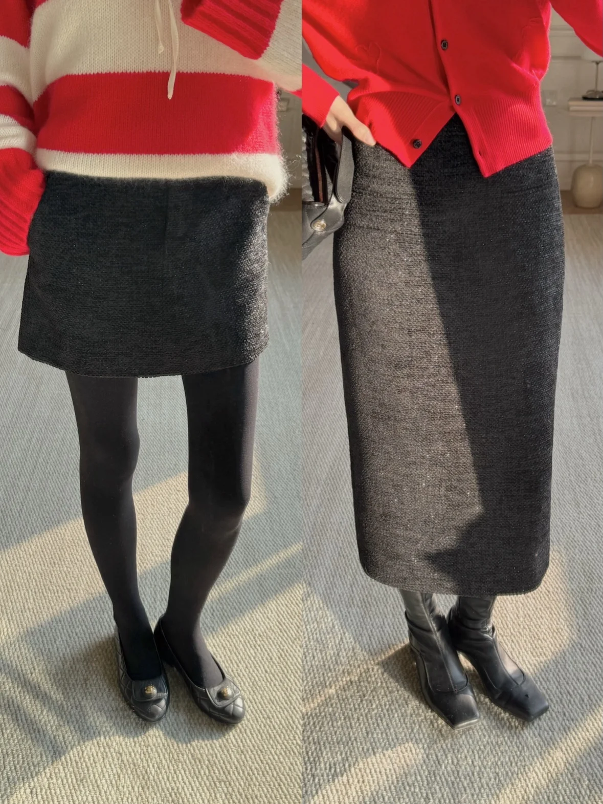 

Silver iny A-Line Skirt High Waist Dual-Sided Wear Casual Silk Cotton Blend Autumn Collection Faionable