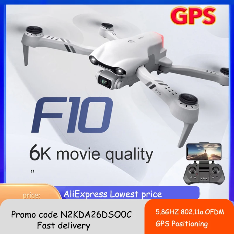 New F10 Professional GPS Drone with 6K HD Dual Cmera 2000M Flight Distance Intelligent Positioning Return Quadcopter RC Drone