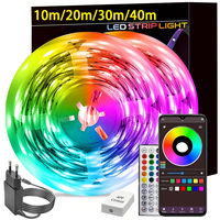 RGB Led Strip Lights 10m 20m 30m 40m Music Sync RGB Led Tape Flexible Ribbon for Room Bedroom Decor TV Backlight