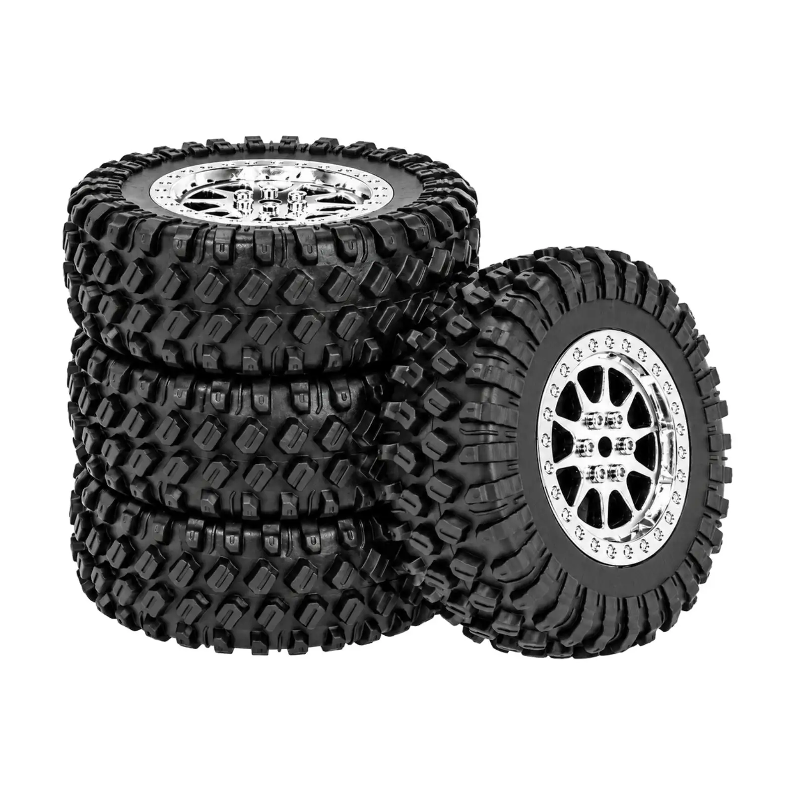 RC Rock Crawler Climbing Tire 1 12 Scale Complete Wheel Soft Rubber Deep Lug Pattern 5mm Hex for Trail Driving Car