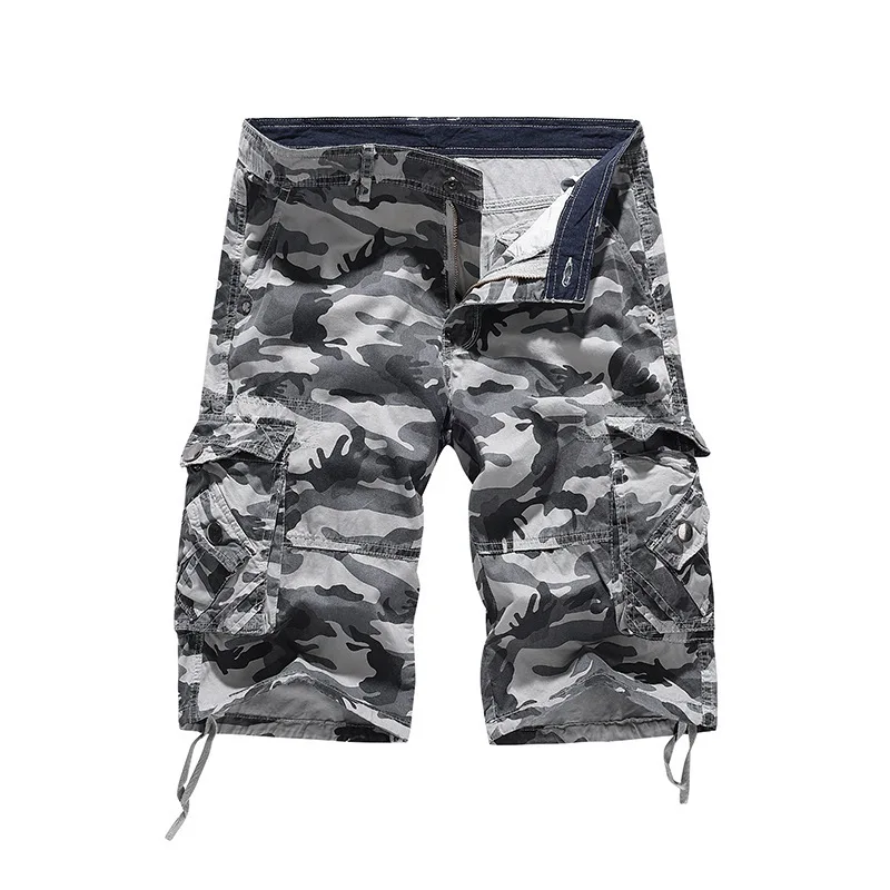 

2026 Mens Casual Loose Camouflage Cargo Shorts Washed Mulit Pocket Design Shorts Summer Outdoors Hiking & Camping Fashion Pants