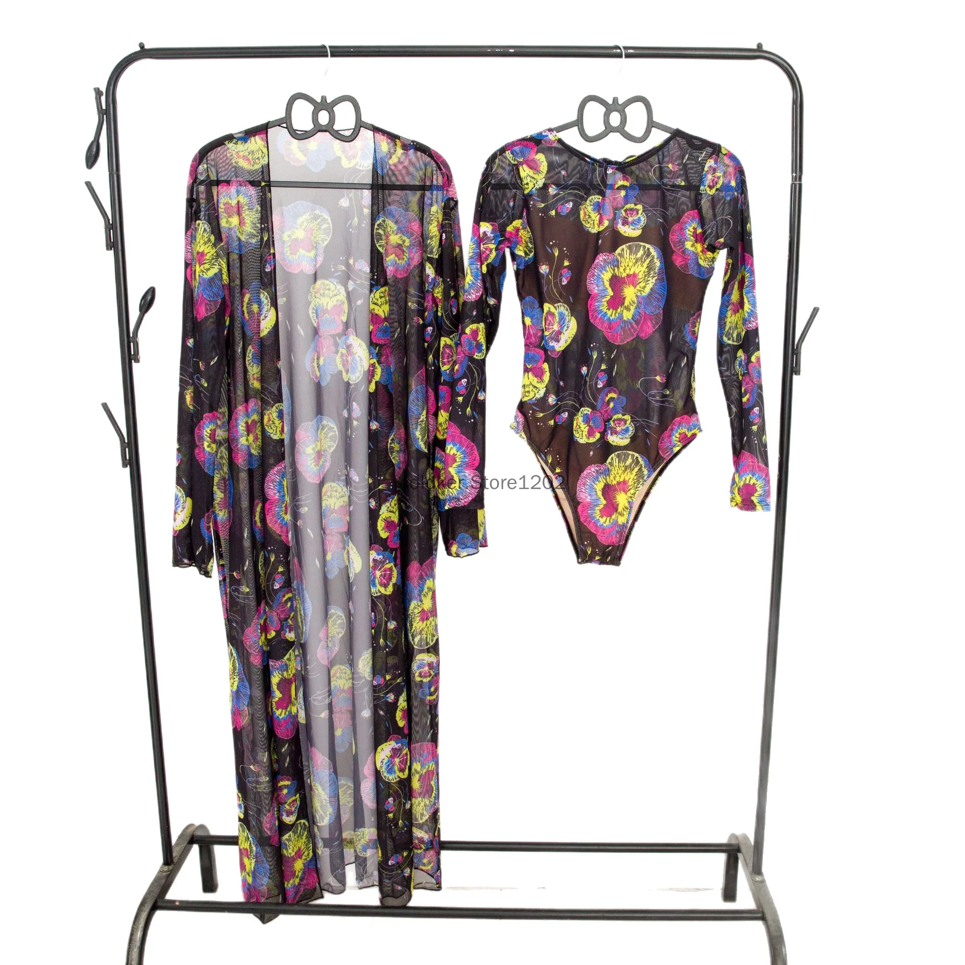 Nuovo 2025 costume da bagno sexy donna costume da bagno estivo bikini set 2 pezzi costumi da bagno a maniche lunghe cover up kimono da spiaggia per le donne