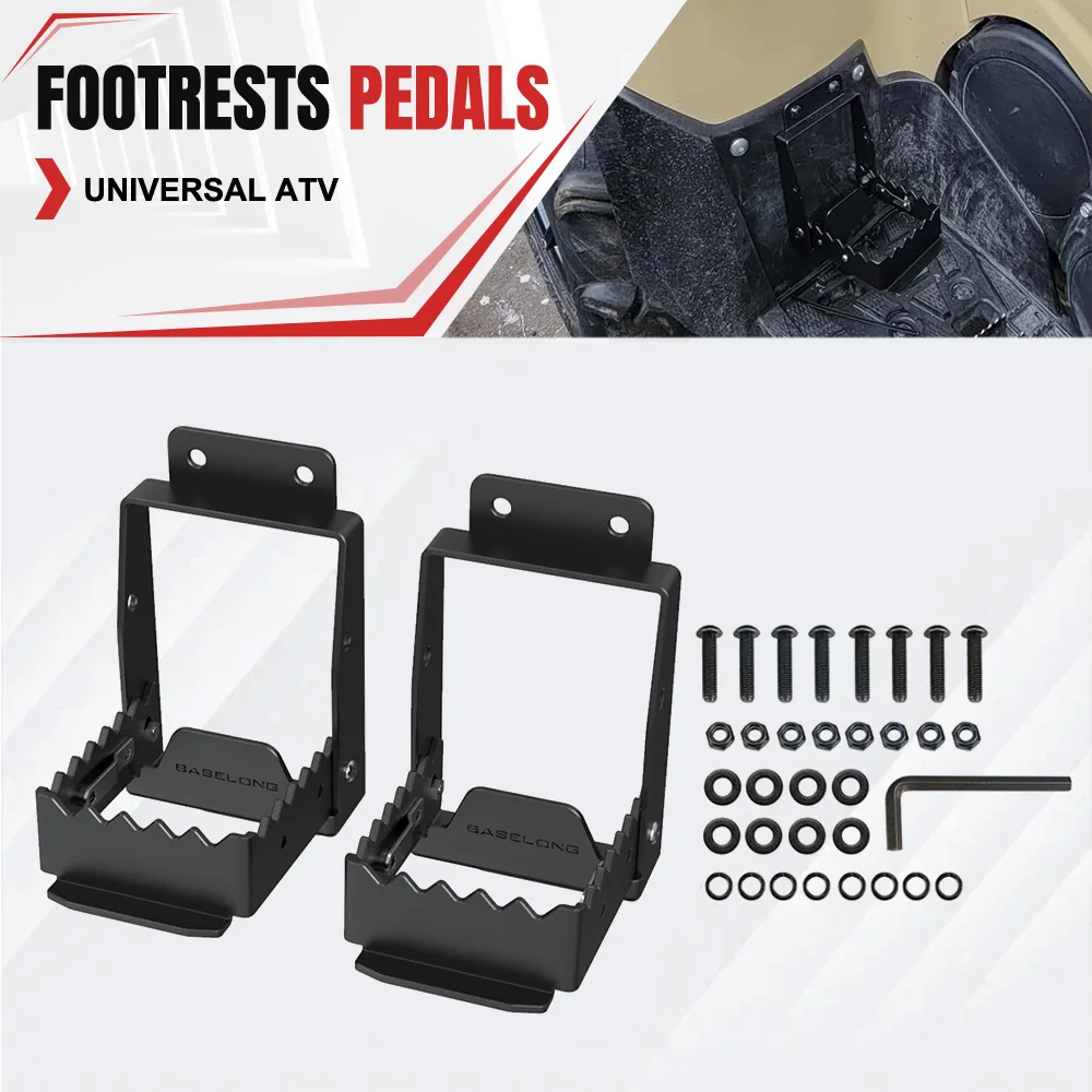 ATV Stainless Steel  Rear Passengers Footpegs Foot Rests Compatible FOR Polaris Sportsman for Linhai for CfMoto Kodiak Universal
