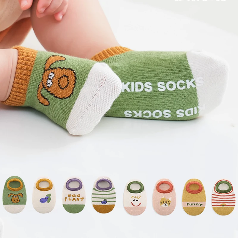 4 Pairs/Set Summer Children\'S Boat Socks Non-Slip Cartoon Baby Floor Socks Thin Mesh Coton Kids Socks For Boys And Girls