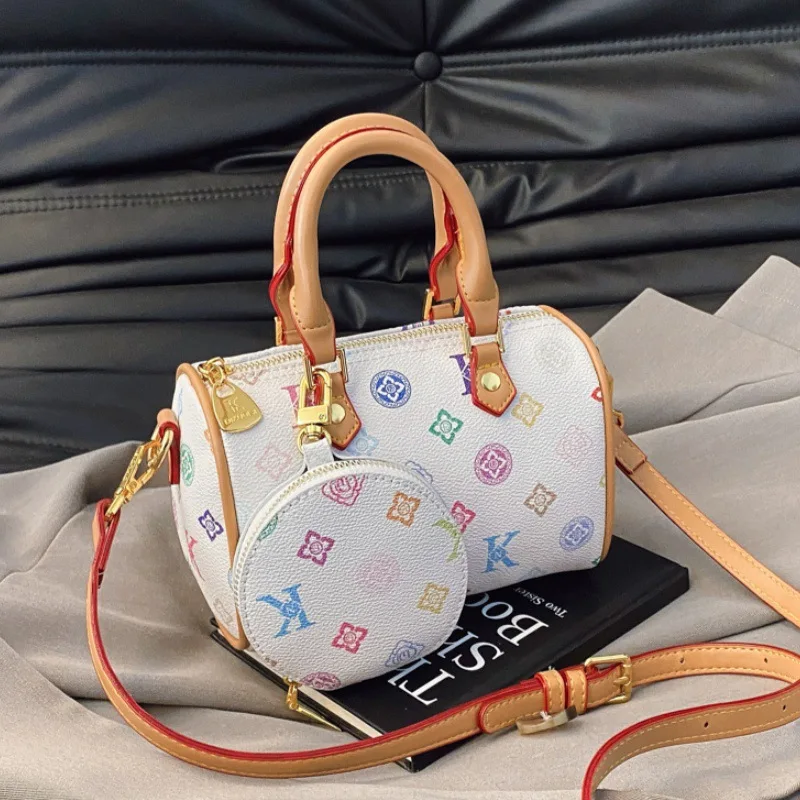 حقيبة يد مطبوعة بالألوان لعام 2025، محفظة كروس لوكس للنساء، حقيبة كتف عصرية، حقيبة يد بسيطة ليلاً ونهارًا، حقيبة حبال أنيقة