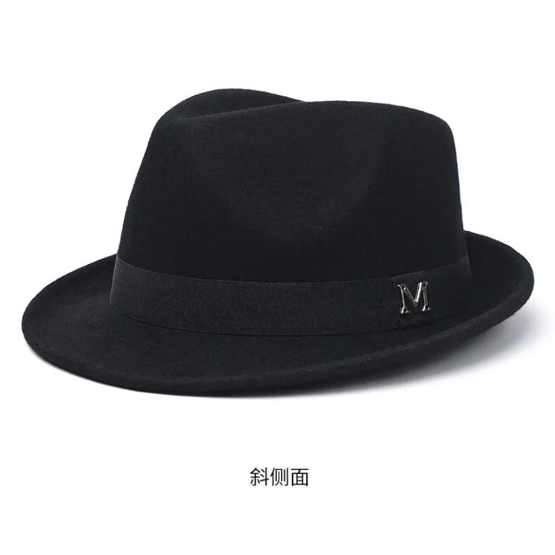 Autumn and Winter Men's Gentlemen's British Style Thick and Arm Pure Wool Jazz Hat