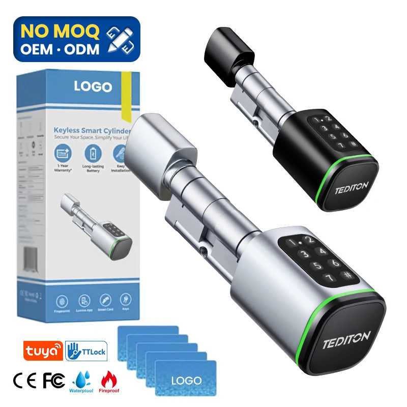 

TTlock Wifi Blue Or Tuya System European Universal Smart Door Handle Digital Intelligent Lock Smart Cylinder Lock Fingerprint