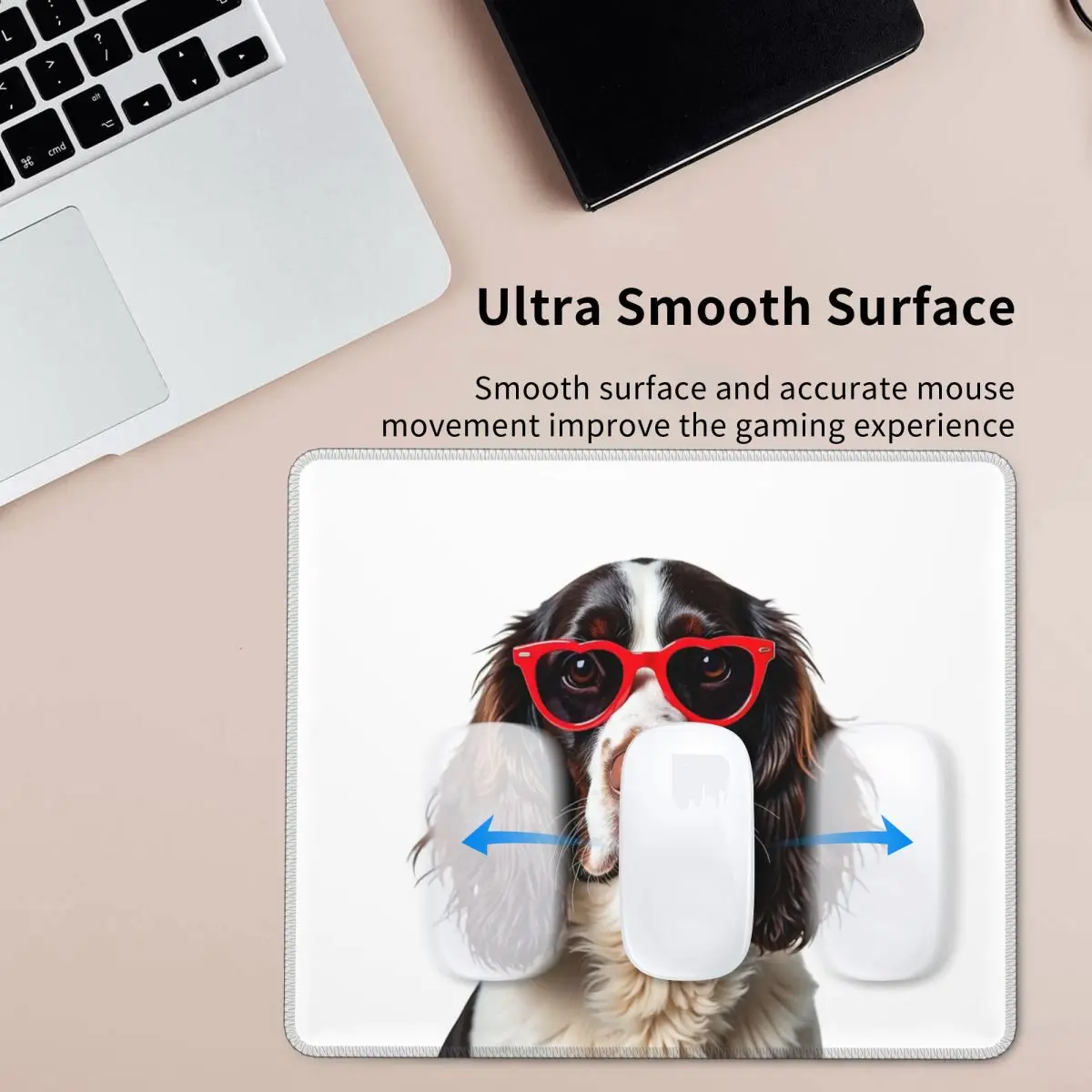 English Springer Spaniel Dog Wearing A Heart Shape Sunglasses Mouse Pad Computer Keyboard Mouse Mat Gamer PC Desk Mat Table Mats