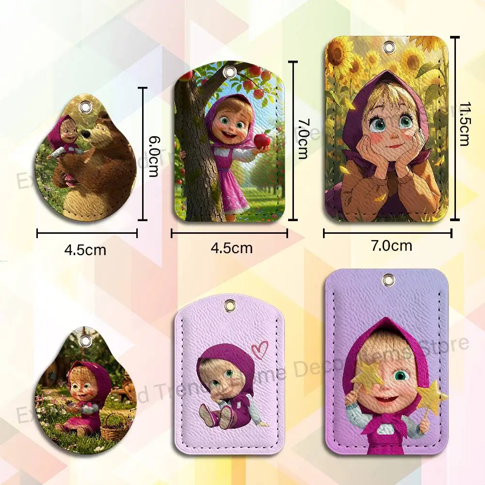 Cute M-Masha And Bears Holder Keychain For  Work Card Bank Business Holder Student Card Protective Case Bus Card