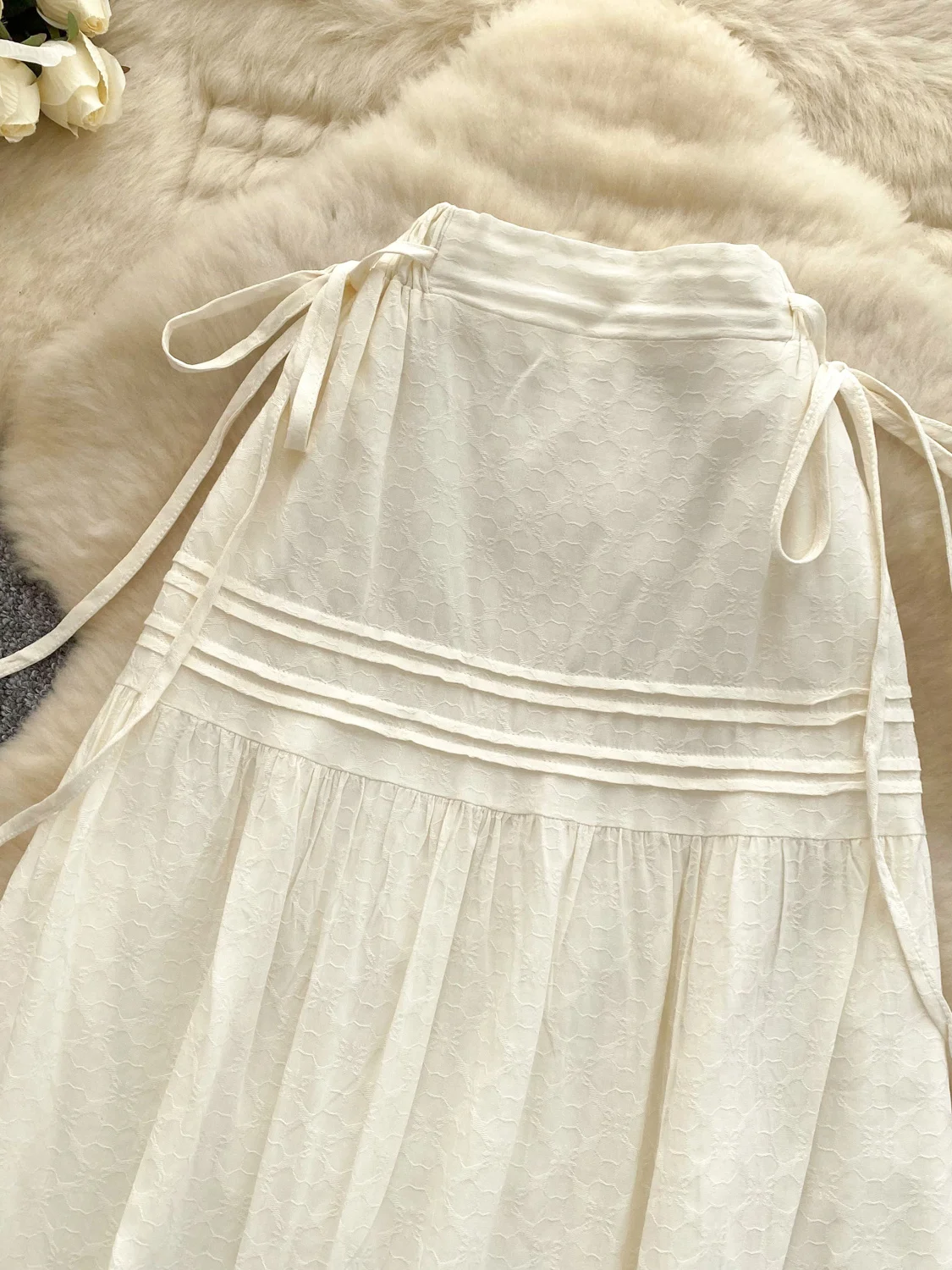 Spódnica damska Ele, wysoki stan, krój A, z koronkowymi wstawkami, elegancka, do pracy, z włókna poliestrowego, wyszczuplająca, w stylu fairy.