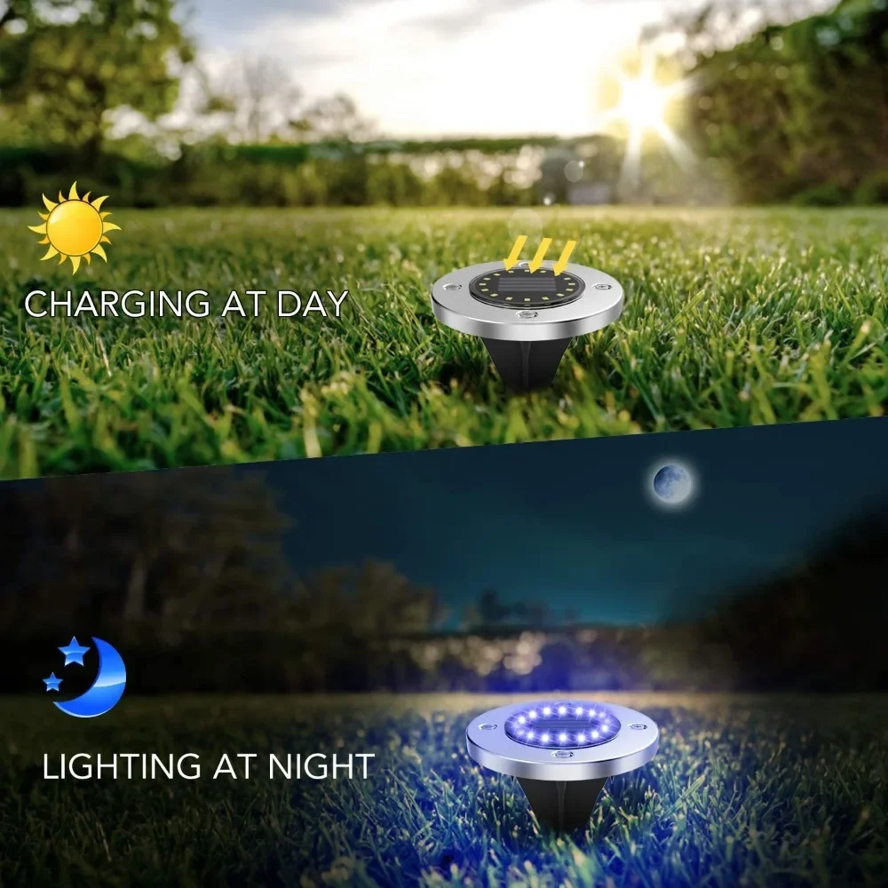 Outdoor Garden Lights Solar Ground Lights 20 LED Upgraded Landscape Lights for Lawn Pathway Yard Deck Patio Walkway