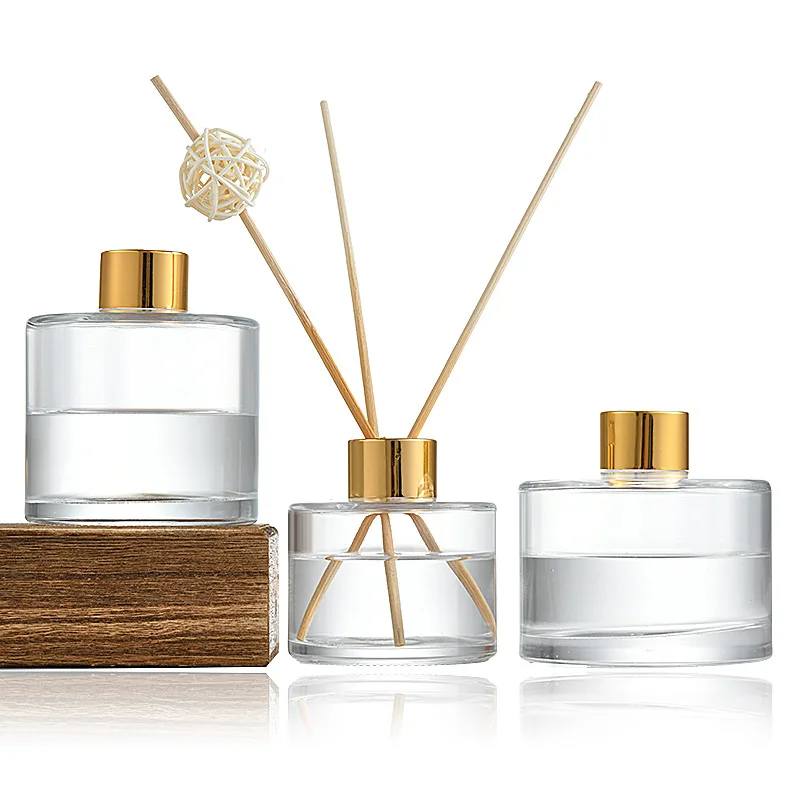 

3PCS 50ml/150ml High Quality Aromatherapy Decorative Bottle Transparent Glass Reed Oil Golden Cap Diffuser Bottle