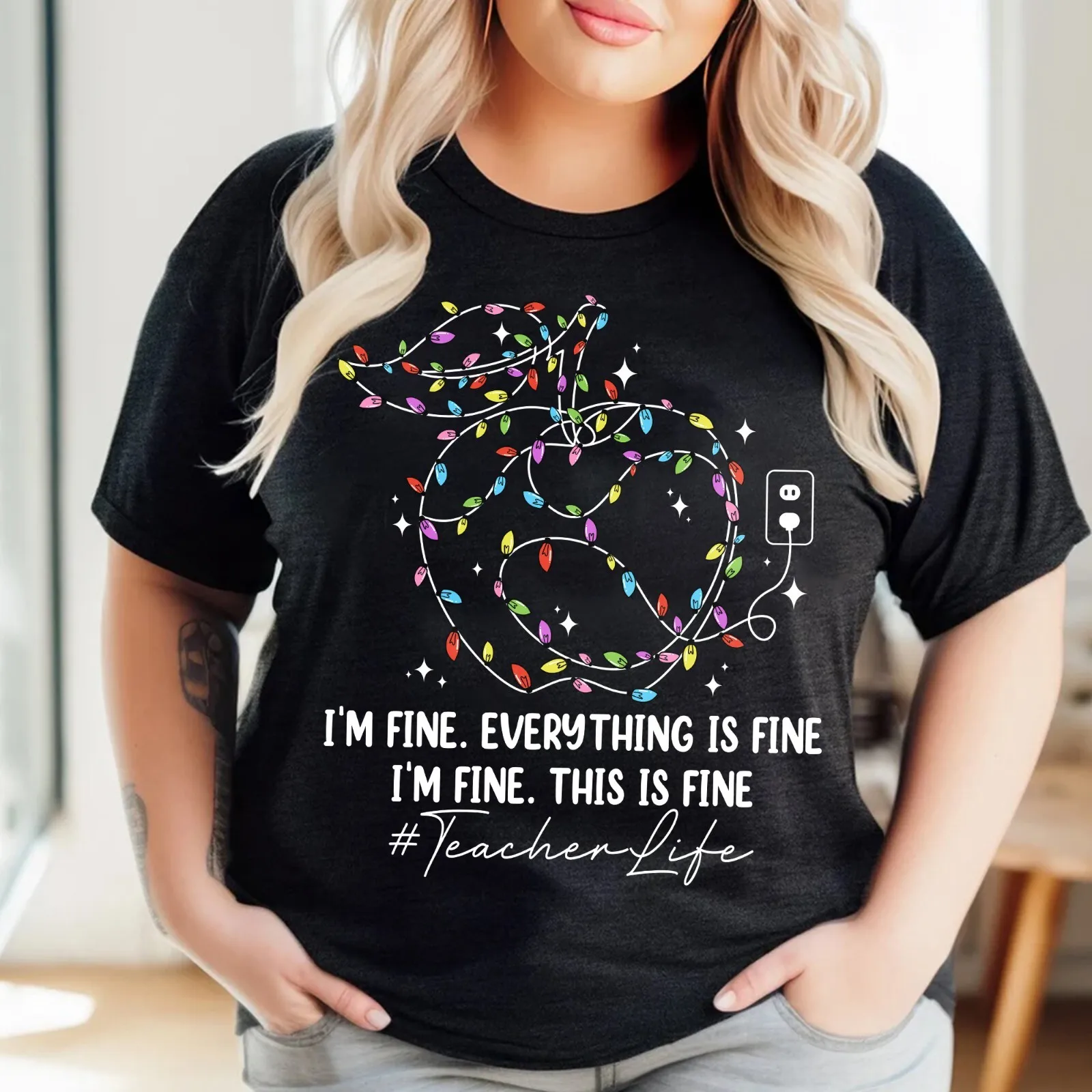 

Рождественская футболка с забавным учителем It Äcatori Fine I Äôm Everything Is Holiday