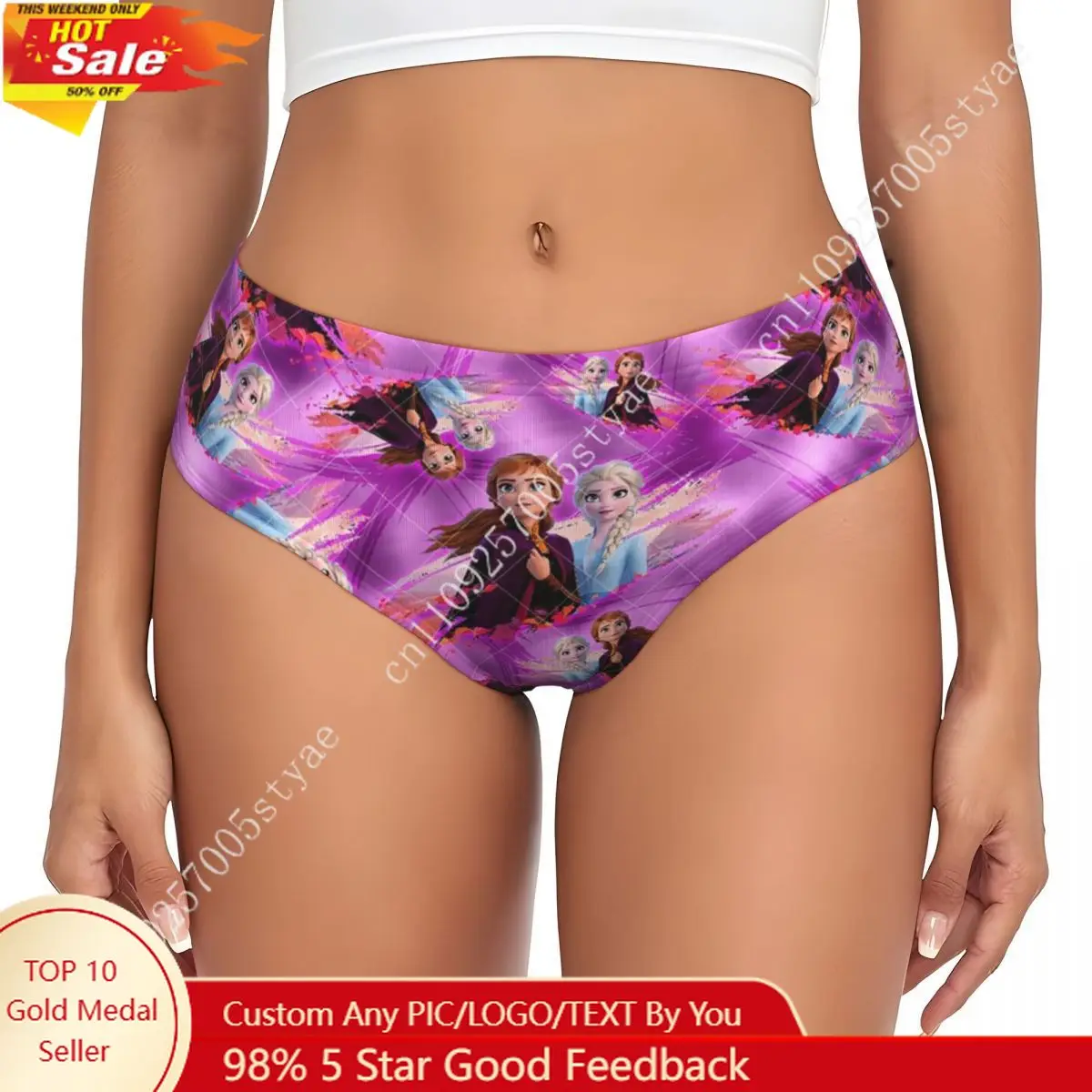 

Custom Elsa Cartoon Anime Frozen Princess Cute Brief Panties Women's Comfort Underwear