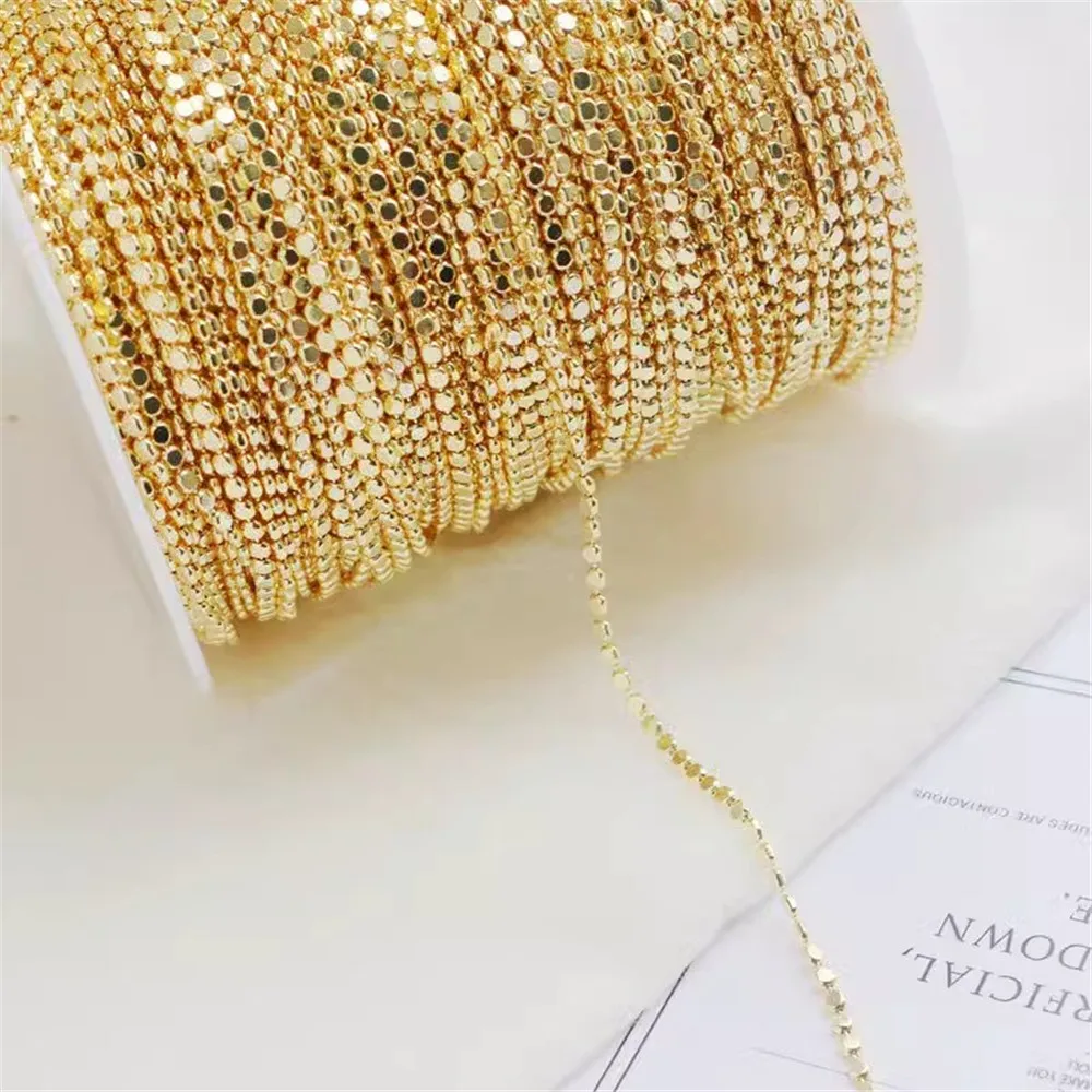 

14K Gold-coated Rectangular Bead Chain, Smooth Bead Chain, DIY Fine Chain, Fine Loose Chain, 2.0mm