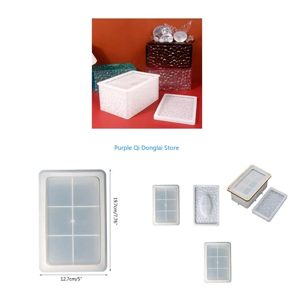 L21E Silicone Tissue Box Mold Rectangle Epoxy Resin Casting Molds for DIY Jewelry Box