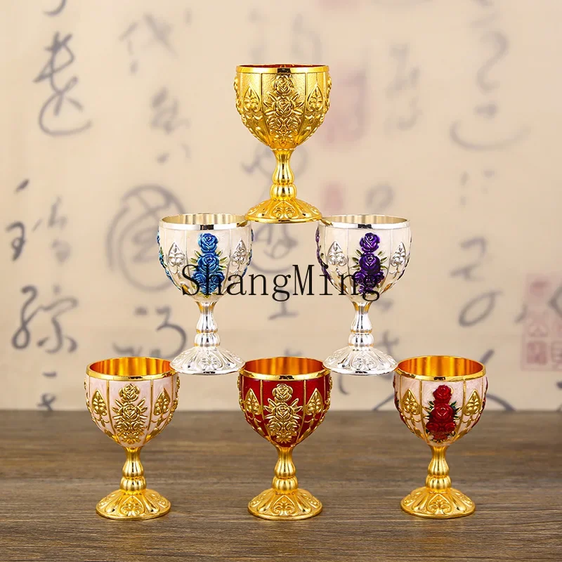 

CL small wine cup one cup high-end 30ml Baijiu cup creative home retro metal glass Baijiu wine glass