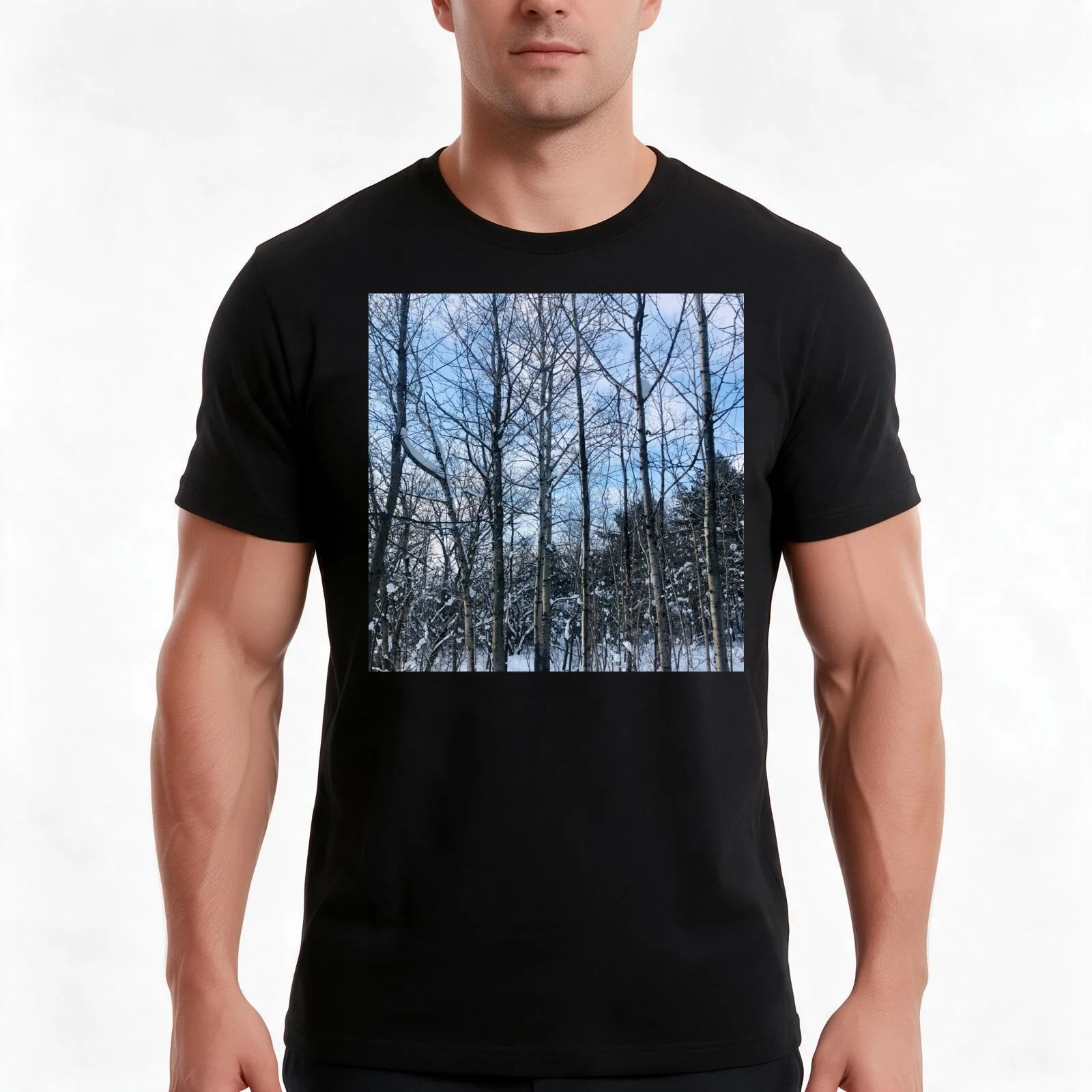 Tall Naked Trees During Winter T-Shirt, Summer Casual Cotton Tee, Oversized Streetwear Tops, Vintage Graphic Print, 100% Cotton