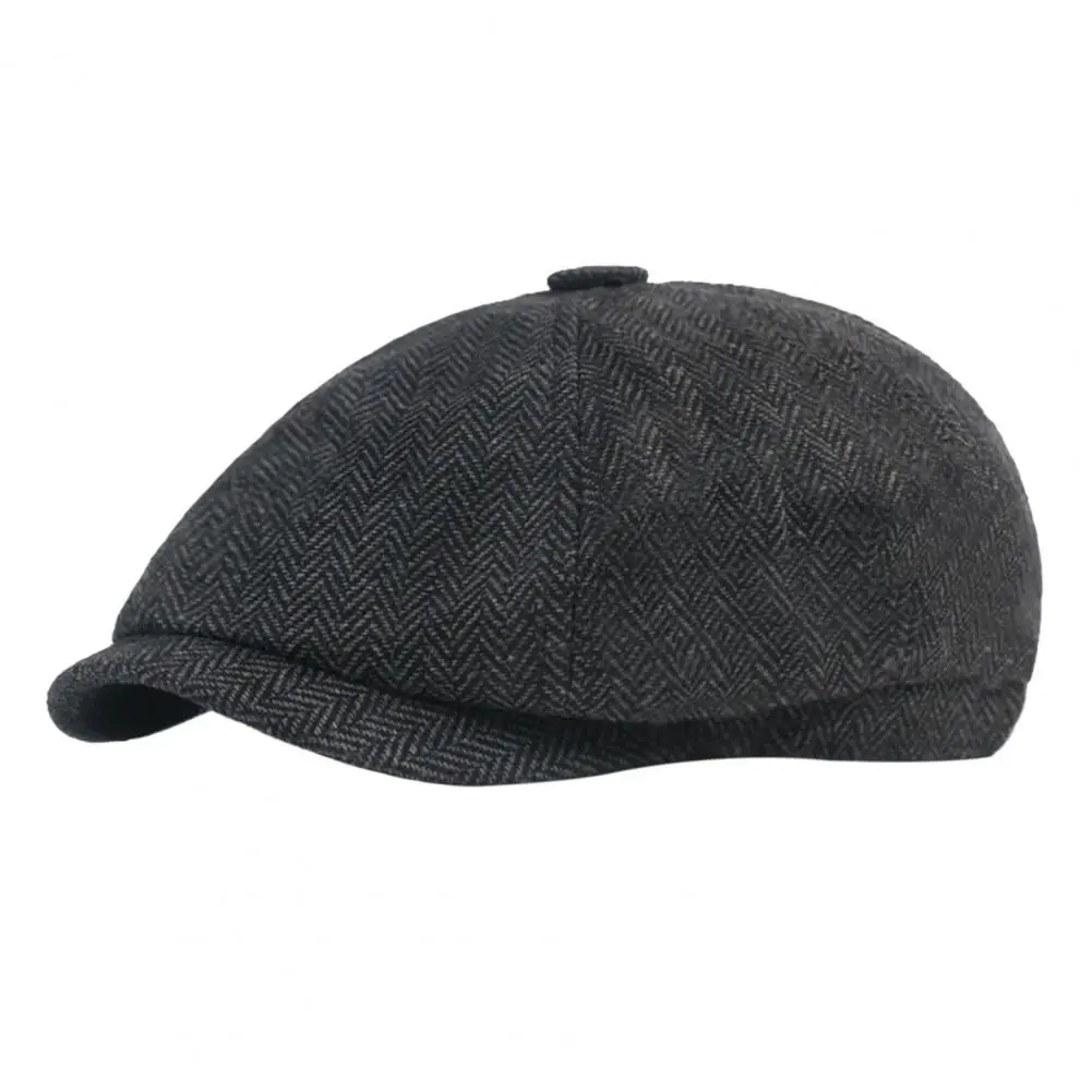 Men Octagonal Hat Dome Newsboy Hat Vintage Short Brim Men's Painter Hat Decorative Soft Breathable Dome Cap for Fall/winter