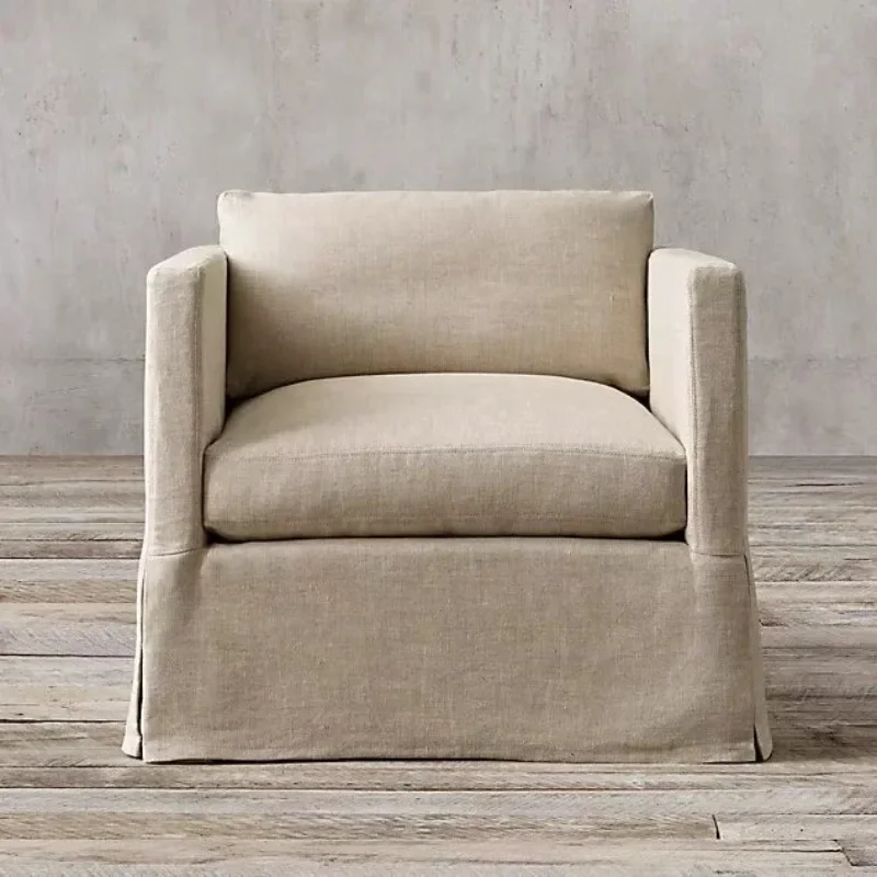 أريكة قماش كتان حديثة وبسيطة لغرفة المعيشة قابلة للإزالة والغسل، مجموعة أمريكية قديمة، أريكة مفردة مزدوجة ثلاثية