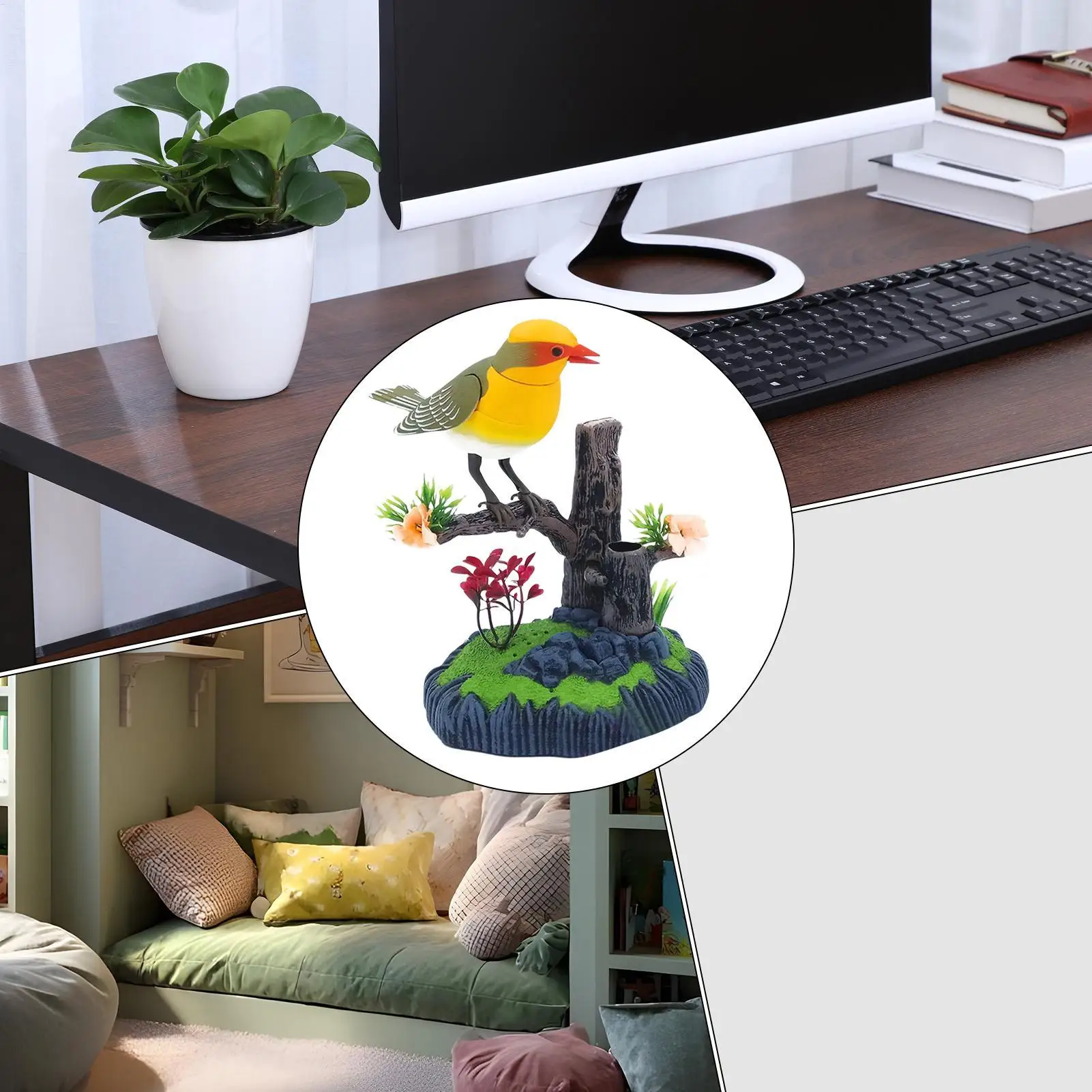 Porte-stylo électrique de Simulation d'oiseau, décoration de maison, oiseau décoratif réaliste pour animaux de compagnie, pour écoliers, chambre à coucher, salon, cuisine