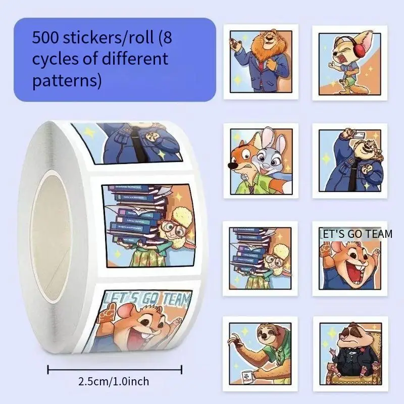 

500 Stickers Zootopia Roll Stickers Cute Judy Nick Cartoon Decorative Hand Stickers Around. cosplay anime figure anime
