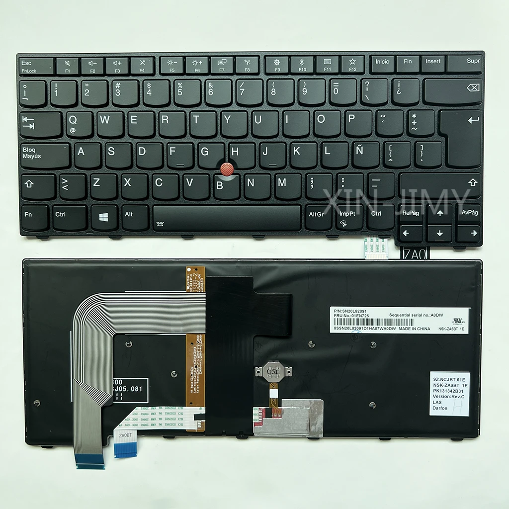 

T460P SP/Latin Backlit Keyboard For Lenovo ThinkPad T460S T470S S2 2ND GEN 13 T460P T470P SN20L82091 01EN726 NSK-ZA6BT Notebook