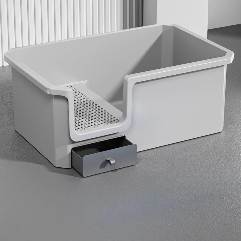Tray With Strainer Litter Box open-ended Defecation Smell Proof Litter Box Large Sandbox Bathroom Arenero Para Gatos Home Items