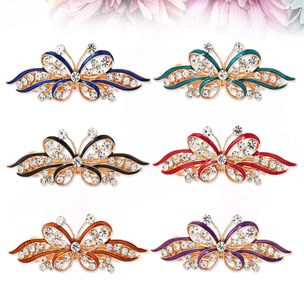 

6pcs 6CM Women Spring Clips Bow Hair Accessories Hair Bow Clips Bow Tie Hairpins Hair Clips French Clip Clasp for Girls and