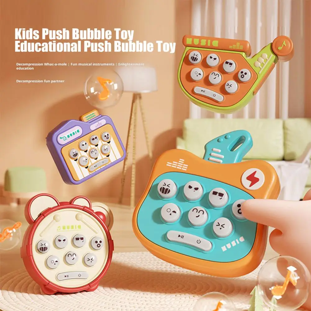 Push Bubble Game Console Musical Instruments Game Console Musical Instruments Shape Handheld Game Console Toy with for Kids