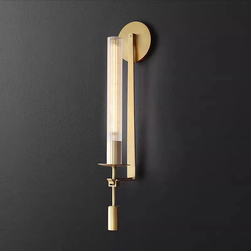 

Modern Wall Lamp Glass Gold American Nordic Sconce New Retro vintage Living Room Bedroom Porch Aisle Balcony Dining Decor Light