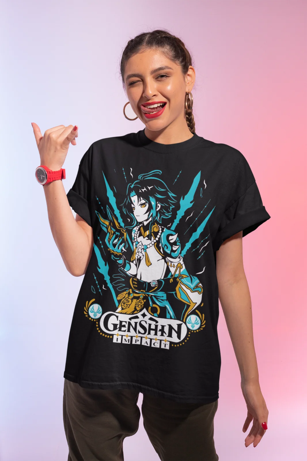 Xiao Genshin Impact Shirt Anime Manga Unisex Black Tshirt Soft Tee All Sizes