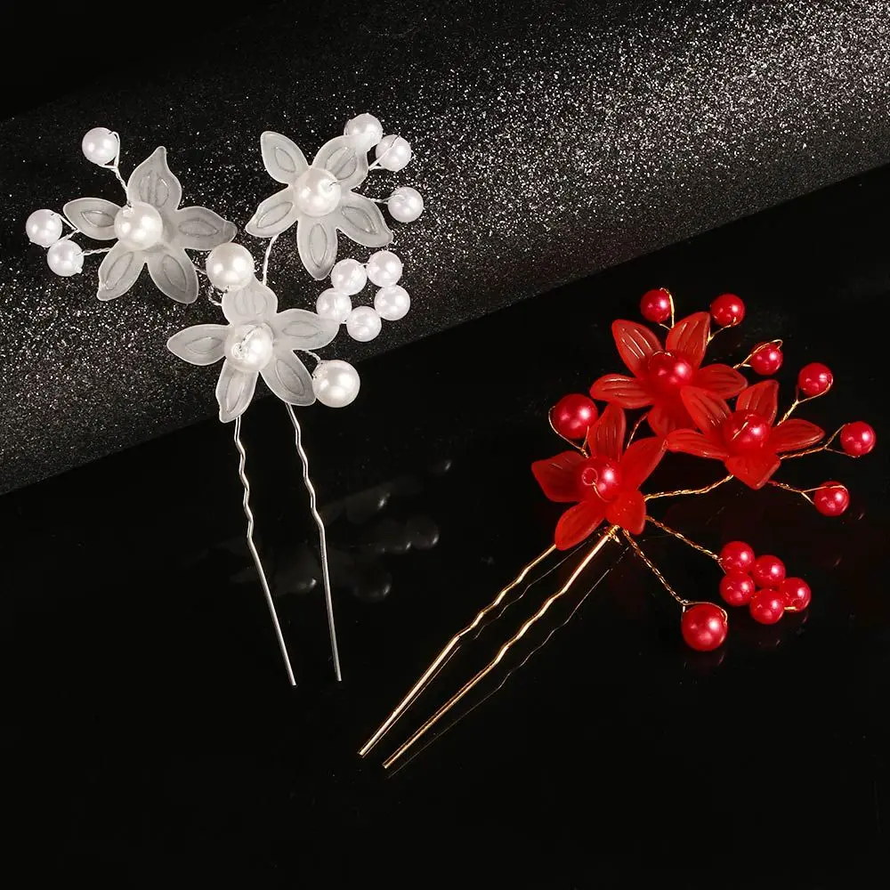 Pearl Flower Accessories Hair Jewelry Hairpin Plait Hair Clip Bride Hairpin Flower Hairpin Headdress