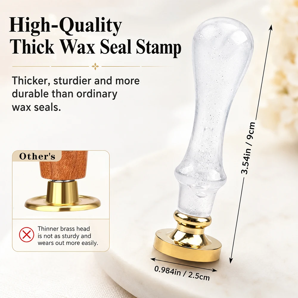 26 Letter Wax Seal Stamp,25mm Brass Head with White Bubble Handle Wax Stamp for Wedding Invitations,Birthday Cards,Envelopes view 3