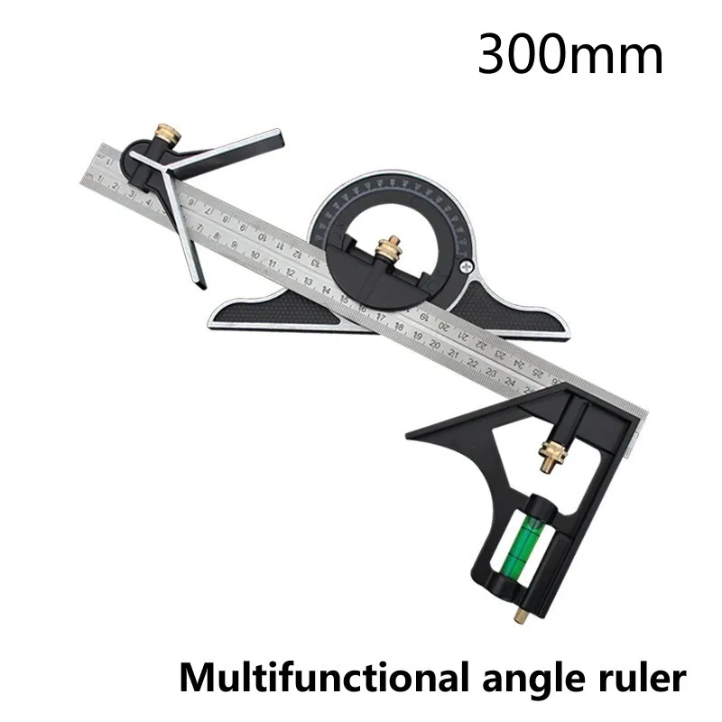 

300mm Angle Ruler Stainless Steel Adjustable Measuring Rule Sliding Combination Square Ruler Protractor Level Measure Tool