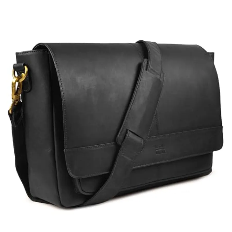 

LEATHER VILLAGE Vintage Leather Messenger Bag 15.5" Handmade Satchel for Men and Women Shoulder Bag Office Travel and Daily Use
