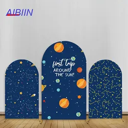 Astronaut Space First Trip Around the Sun Arch Backdrop Cover Galaxy Planets Son Boy Happy Birthday Party Decor Background