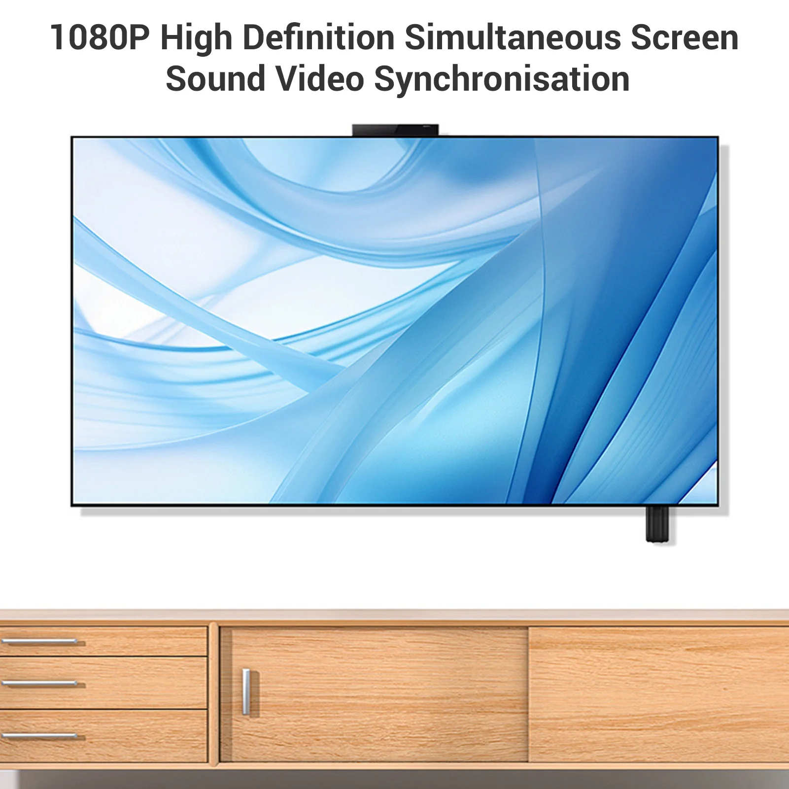 เครื่องขยายสัญญาณไร้สาย HD เครื่องส่งและรับสัญญาณแบบพกพา ถอดรหัส 4K รองรับการส่งออก 1080P เสียบใช้งานได้ทันที พร้อมหน้าจอ LED สำหรับโปรเจคเตอร์