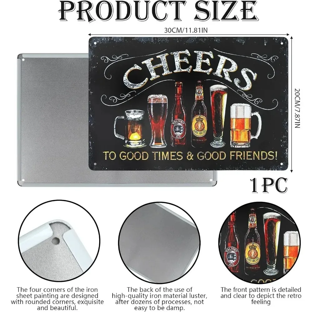 Personalized Cheers To Good Time & Good Friends Tin Sign Custom Vintage Bar Metal Plaque Man Cave Garden Shed Decor Gift