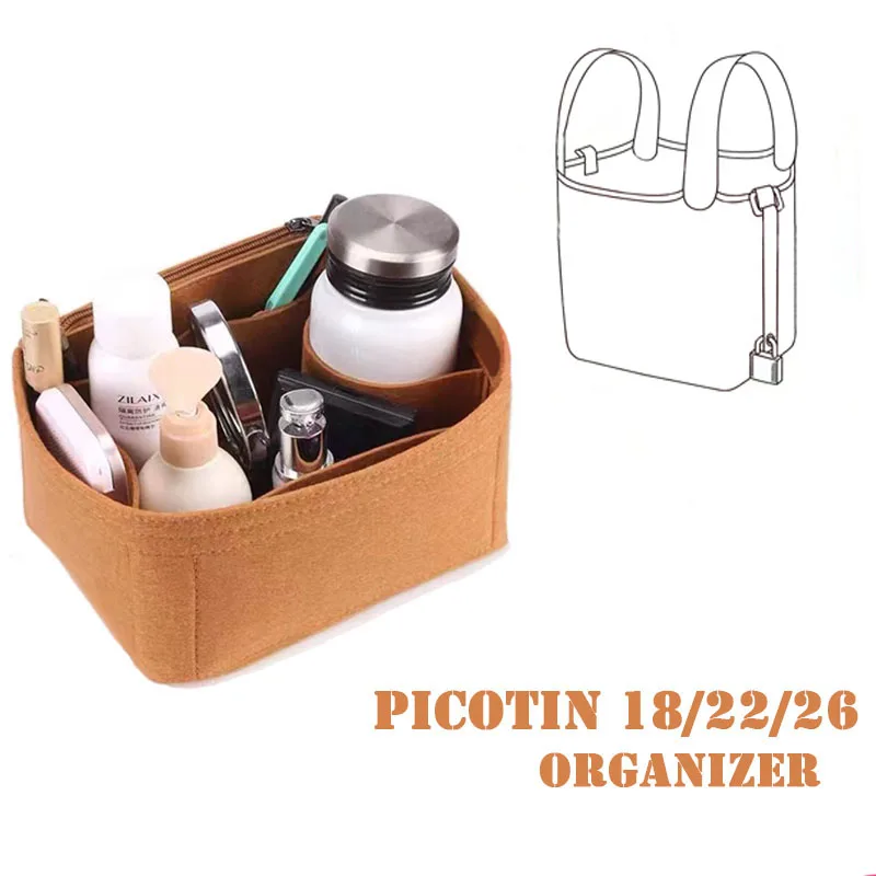 

For H Picotin18 22 26 Felt Cloth Insert Bag Organizer Makeup Handbag Organizer Travel Inner Purse Portable Cosmetic Bags