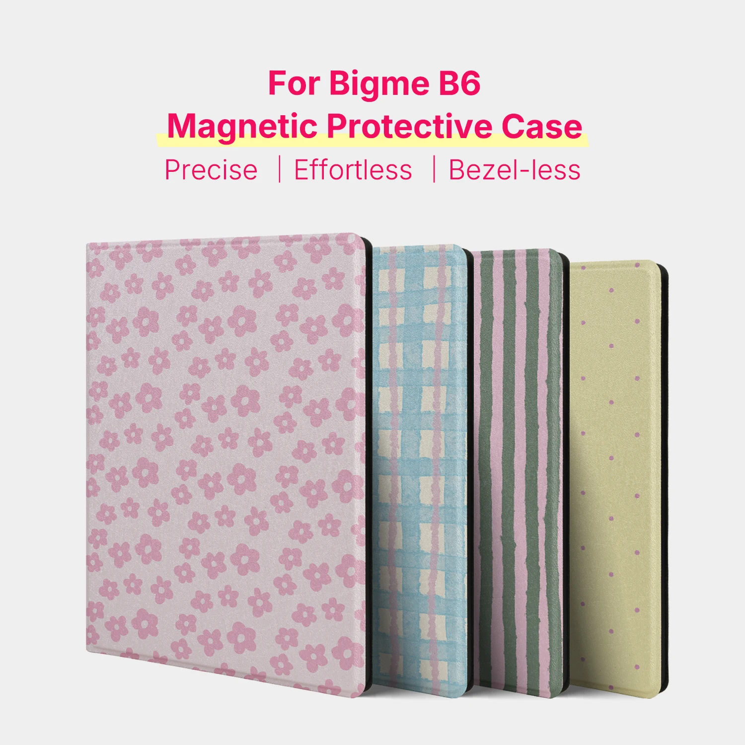 Etui Magnetyczne Murmole Floral Grid Plaid do Bigme B6 6" Ultra Slim Frameless Cover Bez Tylnego Panelu, Ochronne Etui Folio