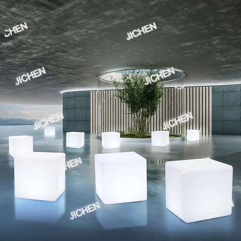 

HSLED luminous cube stool KTV square chair bar stool creative outdoor waterproof activity bar KTV supplies