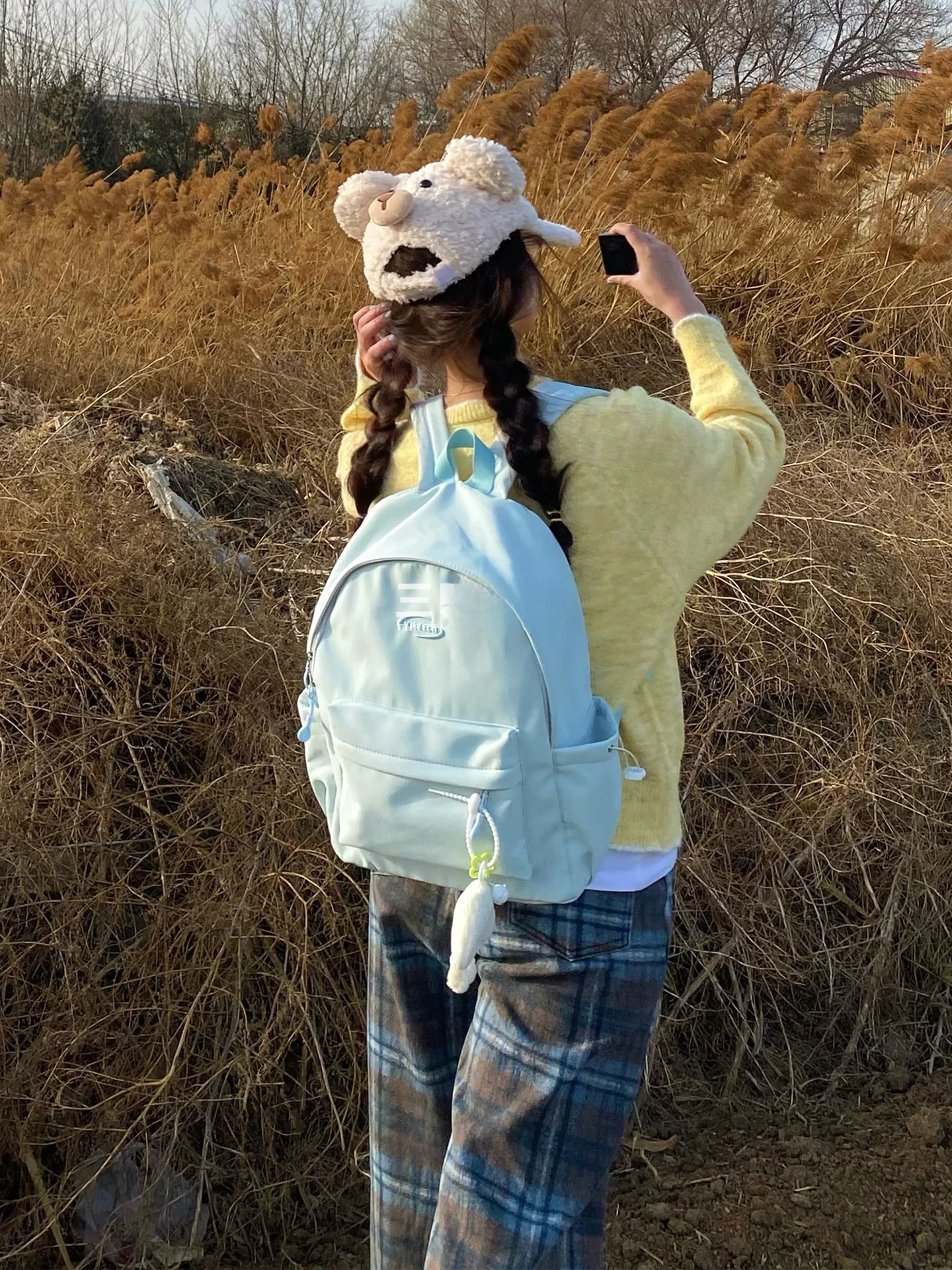 

Large Capaci School Bag for Girls Simple Design High School College Student Bapa Double oulder Bag Youth Faion Sle