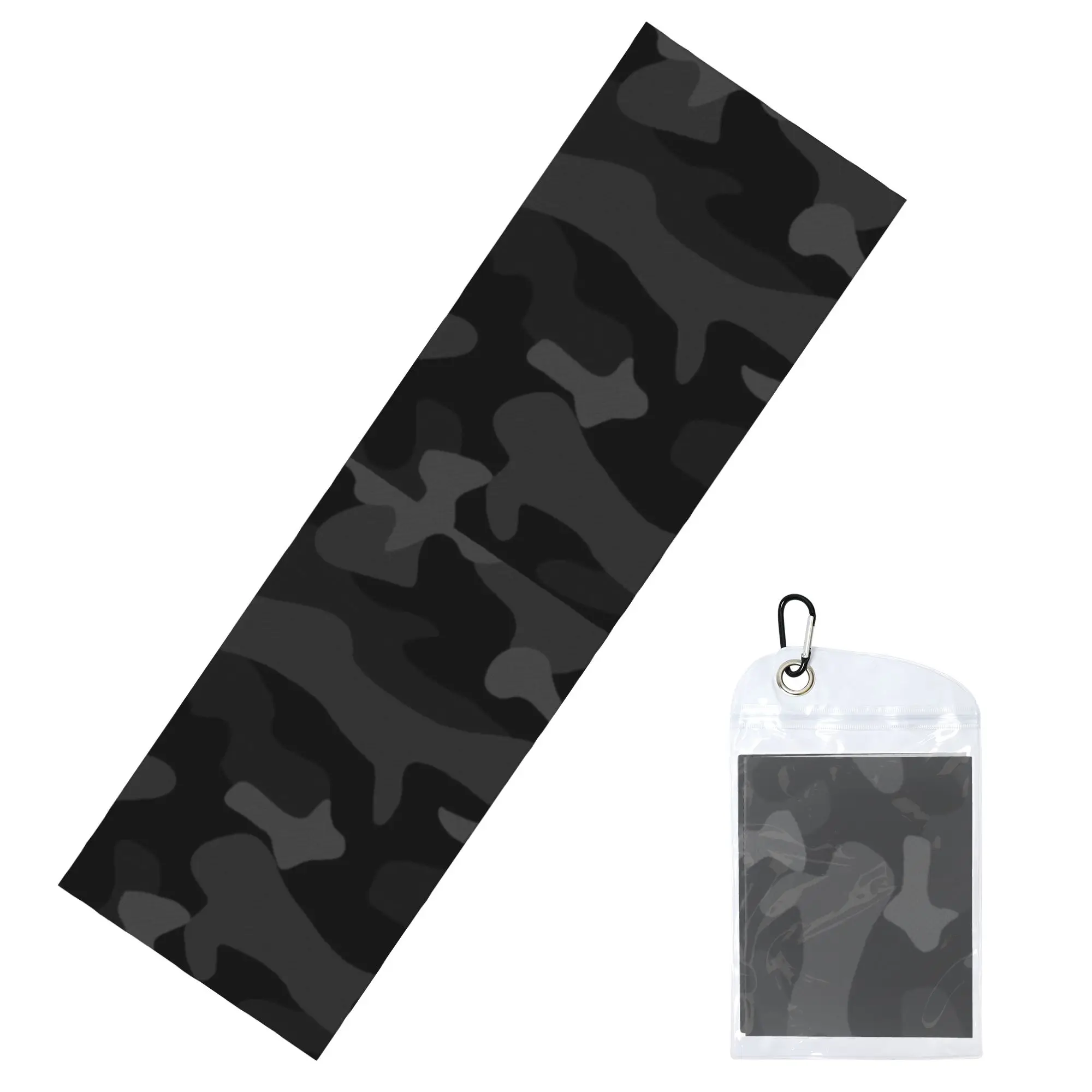 Black Camouflage Pattern Cold Exercise Towel  Camo Super Soft Breathable Instant Cooling Towel Yoga Towels
