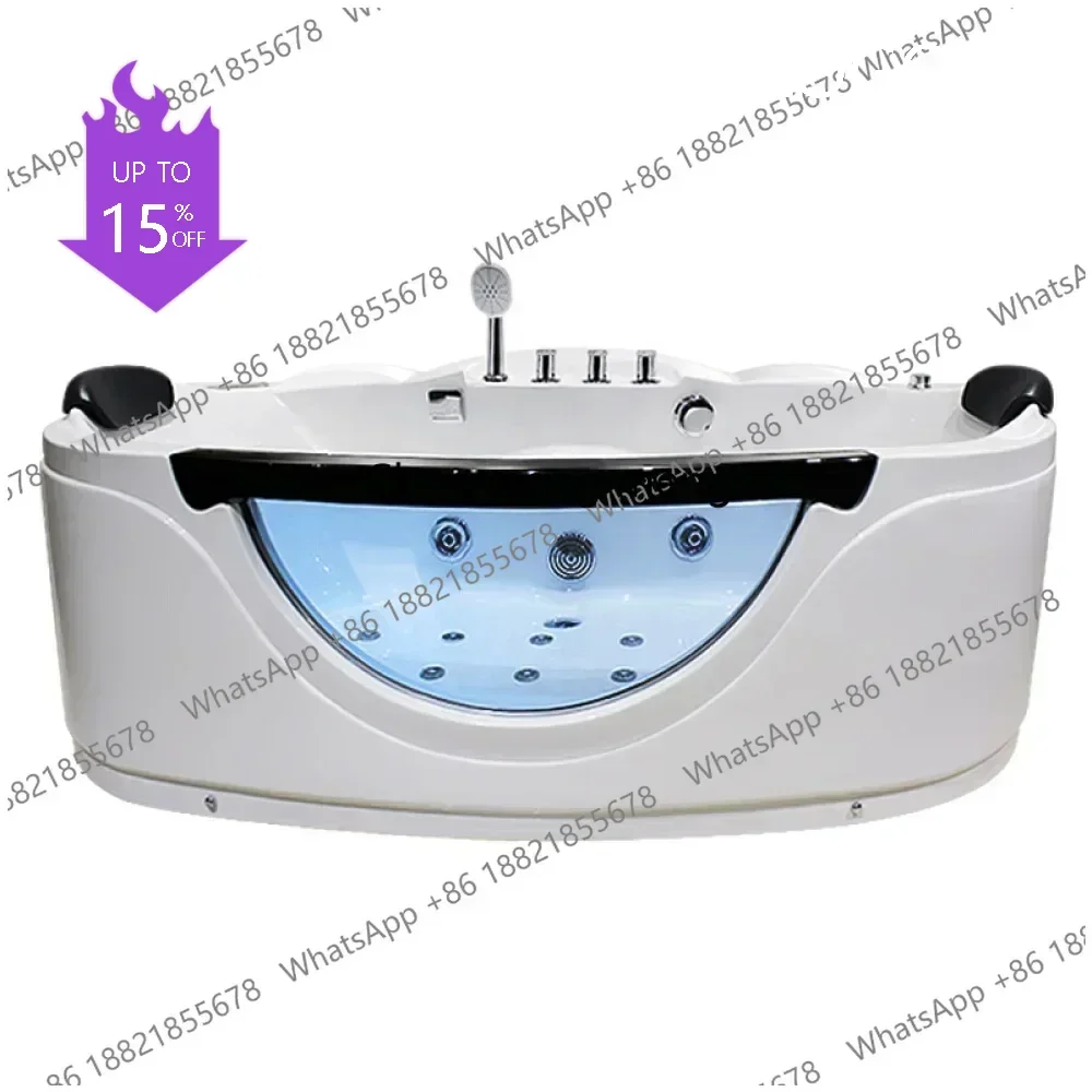 

P3 A Indoor single person home bathroom 1.7m bathtub price massage portable glass whirlpool bath tub bathtub with 2 pillows