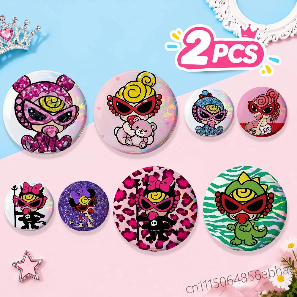FOR Hysteric Cute Mini 2Pcs Round Badge Set Button Brooch Pin, Anime Game Fans Collectible Decor & Birthday Gift