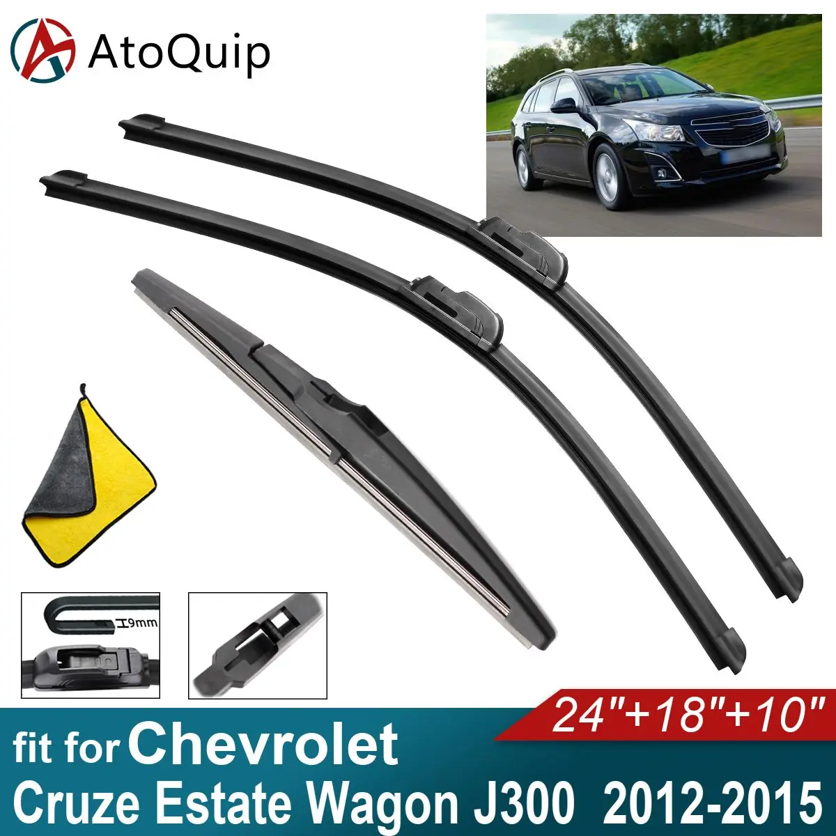 

Car Windshield Wiper Blades Fit For Chevrolet Cruze Estate Wagon J300 Rear Wiper Blades Soft Rubber Auto Front Windscreen